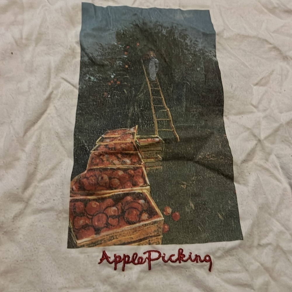 Vintage apple picking white shirt women’s medium - Picture 2 of 5